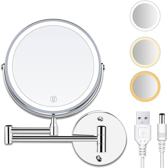 espejo con luz led circular