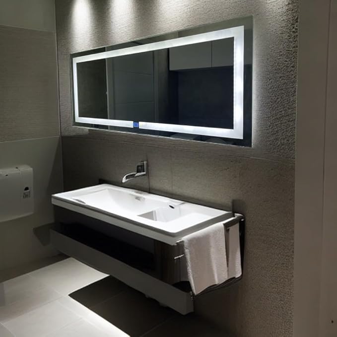 espejo horizontal para baño con luz led