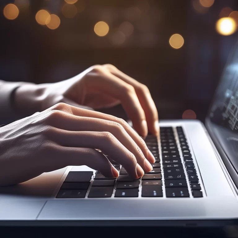 manos de una persona sobre el teclado de una laptop cuadro
